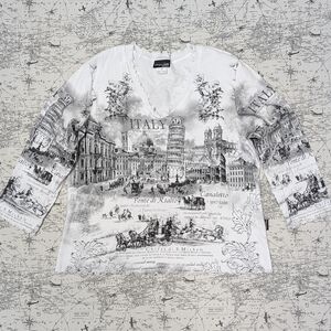 VINTAGE Y2K Impulse California Italy Postcard Top With Rhinestones Size XL